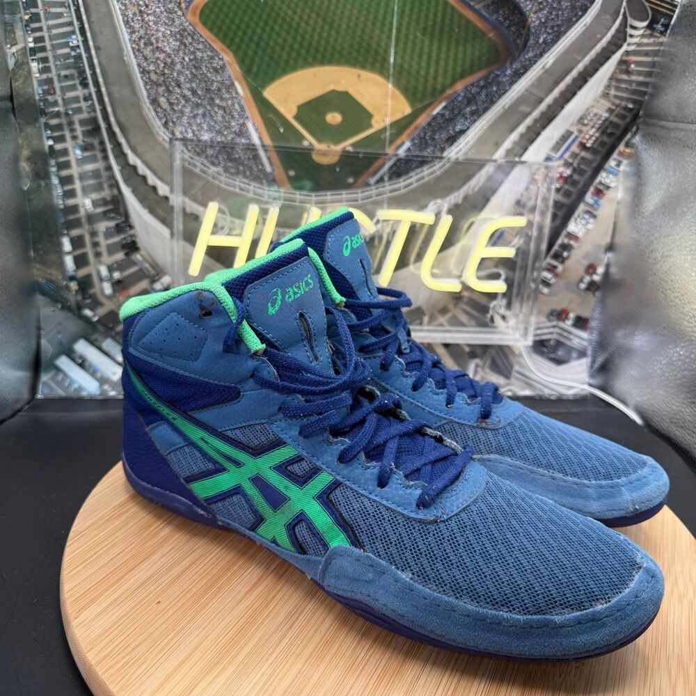 Asics Matflex 6 Wrestling Shoes Mens Size US 10 Blue Azure Green Leaf
